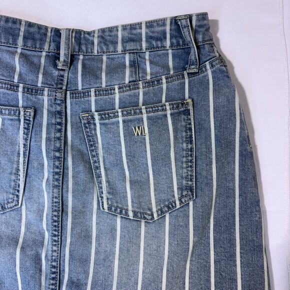 WASH LAB - BLUE STRIPE MINI SKIRT - SIZE 27 -DENIM SKIRT - Picture 2 of 8